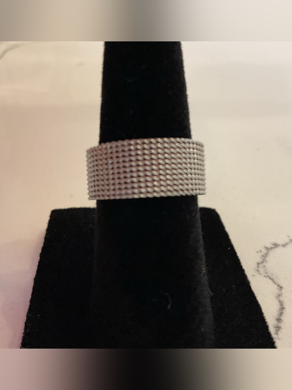 Stainless Steel Mesh Wide Band Ring - Silver Stainless Steel size 4.5